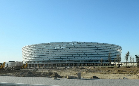 President Ilham Aliyev and his spouse review ongoing work at Baku Olympic Stadium-PHOTOS